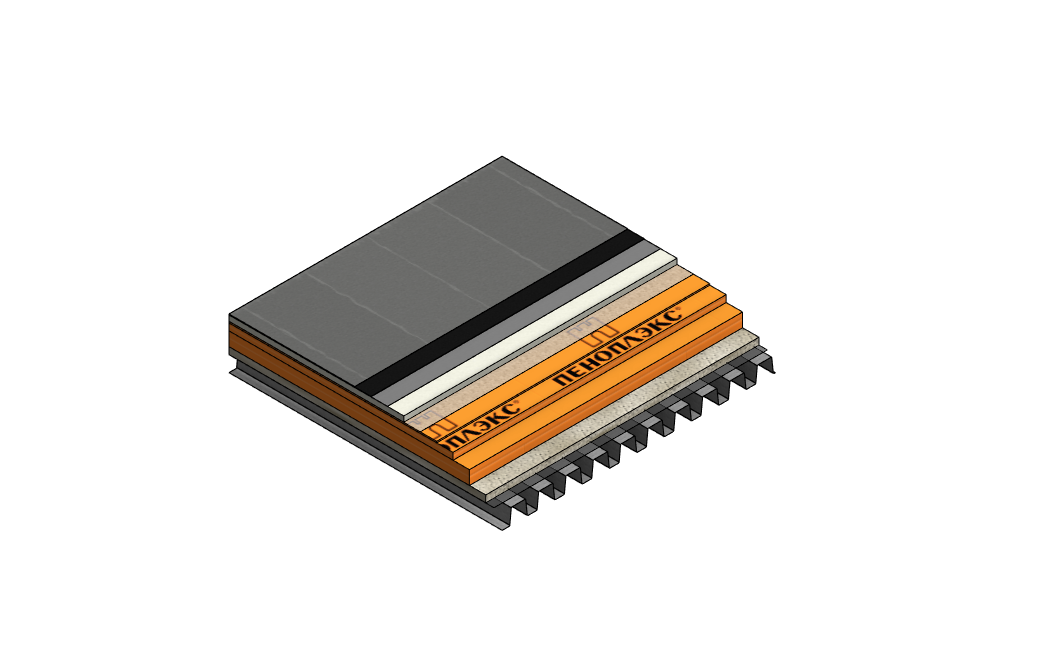 Битумная кровля по профлисту и сборной стяжке комб.